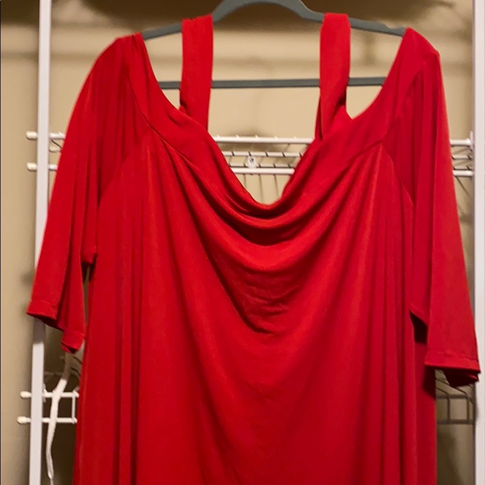 Red off the shoulder dressy blouse